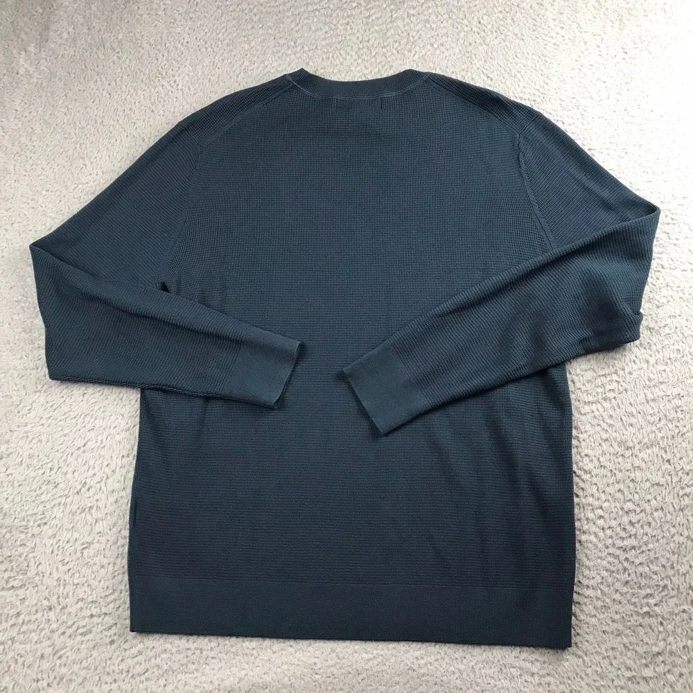 Banana Republic Italian Merino Waffle-Knit Sweater Men XL Blue Pullover NEW NWT